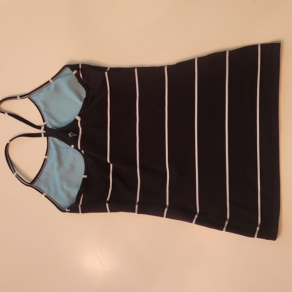 Ivivia Black White Striped Fitted Strappy Tank Size 12 - Picture 2 of 9